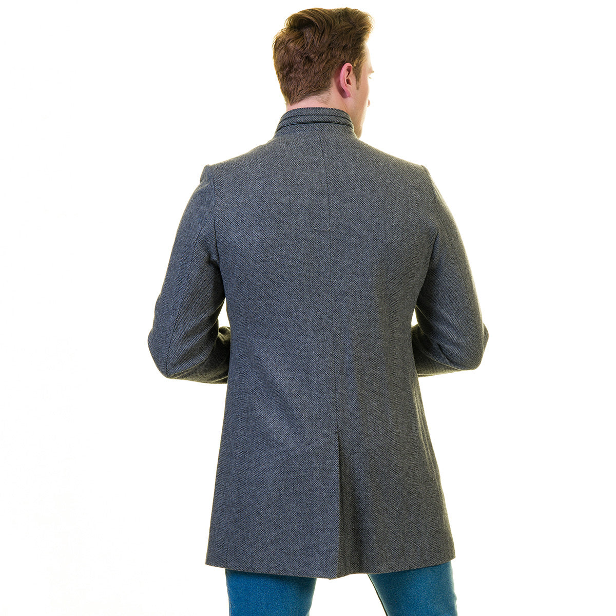 Men's European Grey Wool Coat Jacket Tailor fit Fine Luxury Quality Work and Casual - Image 4