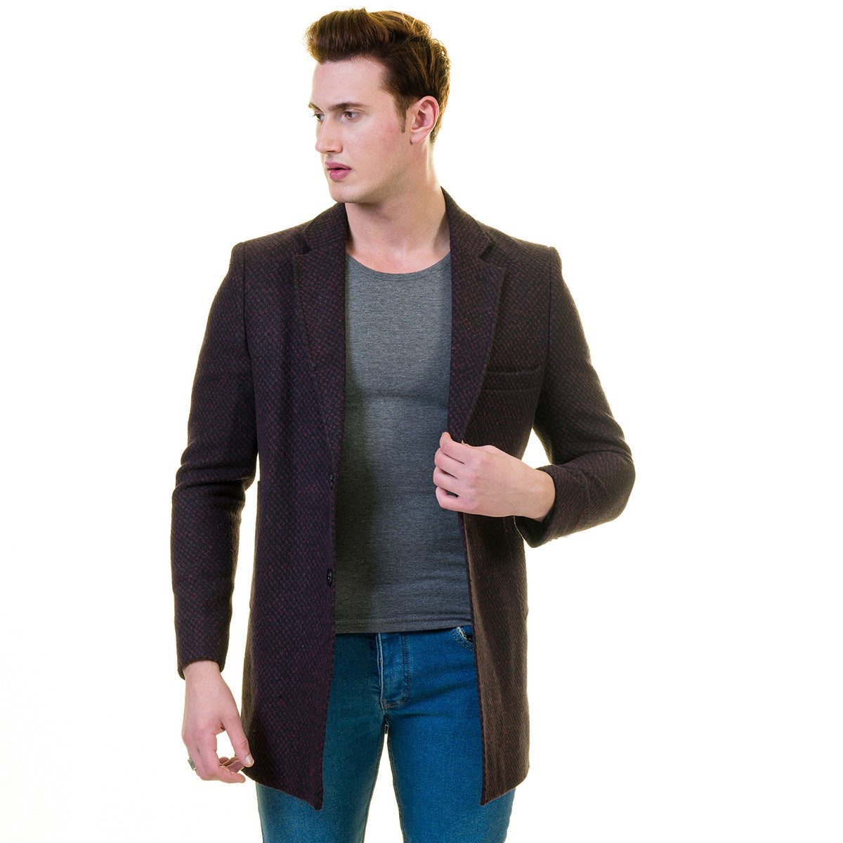 Men's European Black Wool Coat Jacket Tailor fit Fine Luxury Quality Work and Casual - Image 3