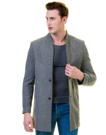 Men’s European Grey Wool Coat Jacket Tailor fit Fine Luxury Quality Work and Casual
