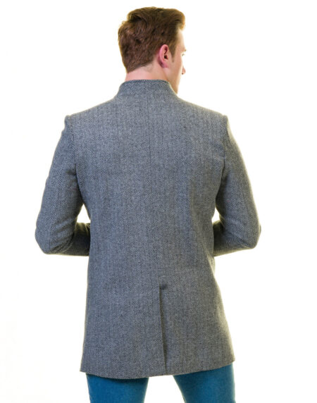 Men’s European Grey Wool Coat Jacket Tailor fit Fine Luxury Quality Work and Casual