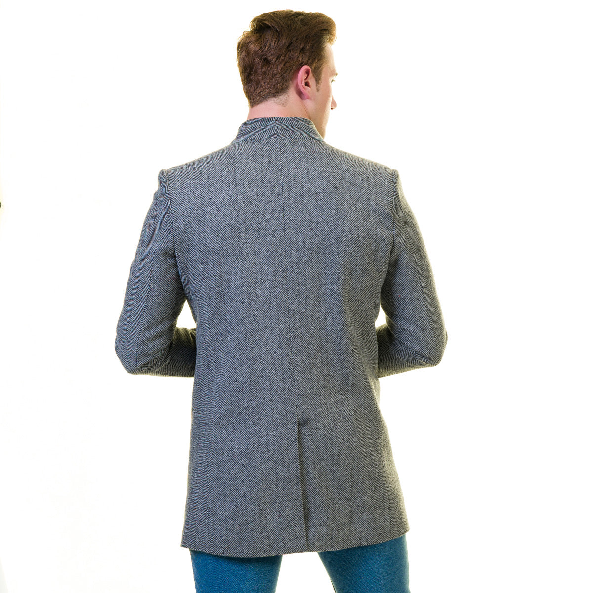 Men's European Grey Wool Coat Jacket Tailor fit Fine Luxury Quality Work and Casual - Image 6