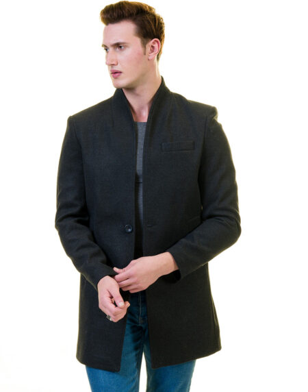 Men’s European Balck Wool Coat Jacket Tailor fit Fine Luxury Quality Work and Casual