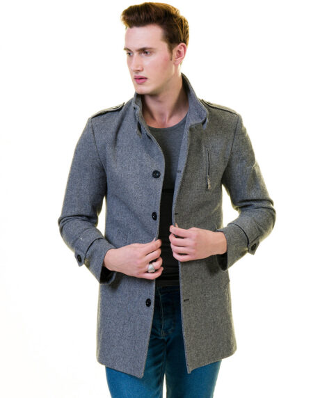 Men’s European Grey Wool Coat Jacket Tailor fit Fine Luxury Quality Work and Casual