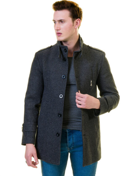 Men’s European Dark Grey Wool Coat Jacket Tailor fit Fine Luxury Quality Work and Casual