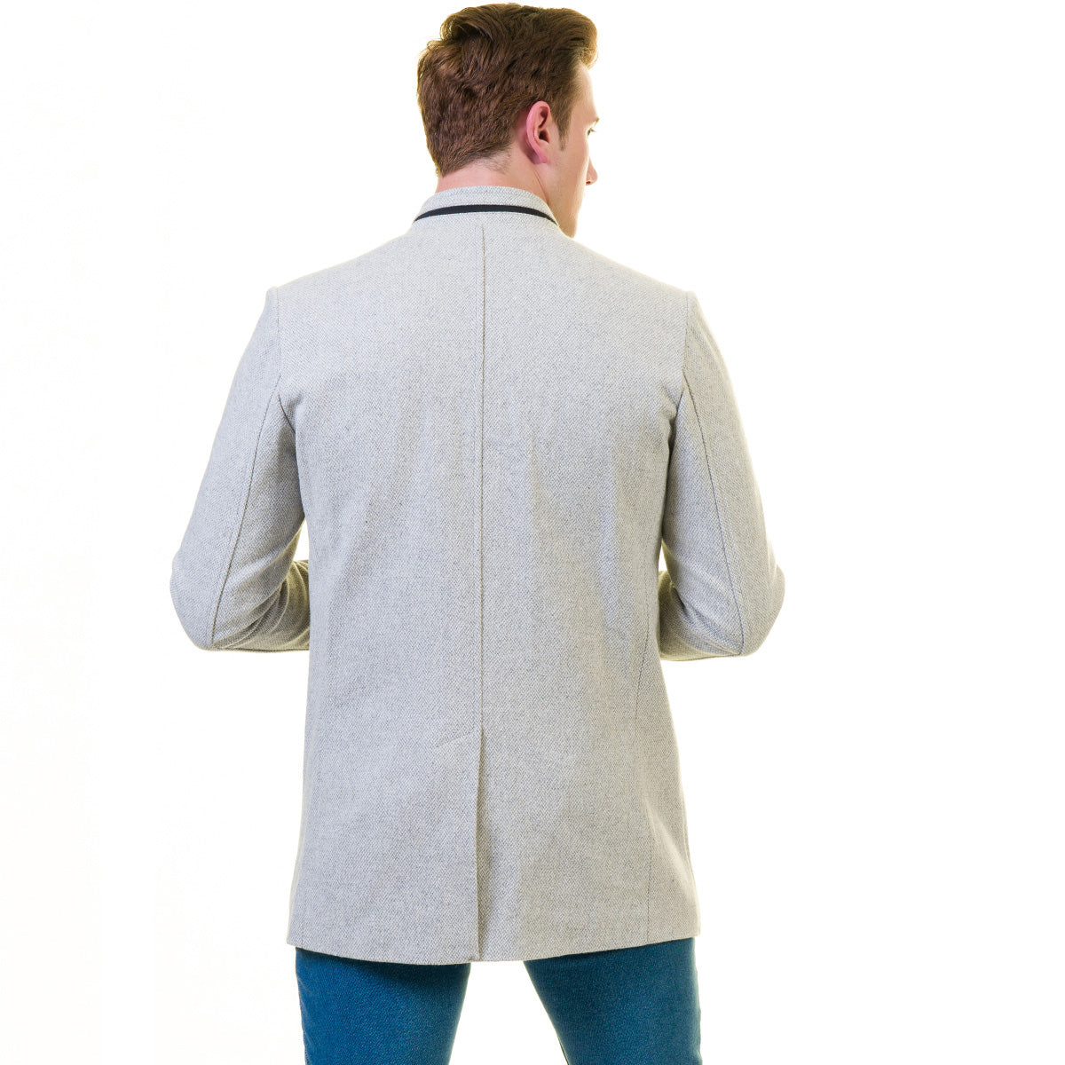 Men's European White Wool Coat Jacket Tailor fit Fine Luxury Quality Work and Casual - Image 5