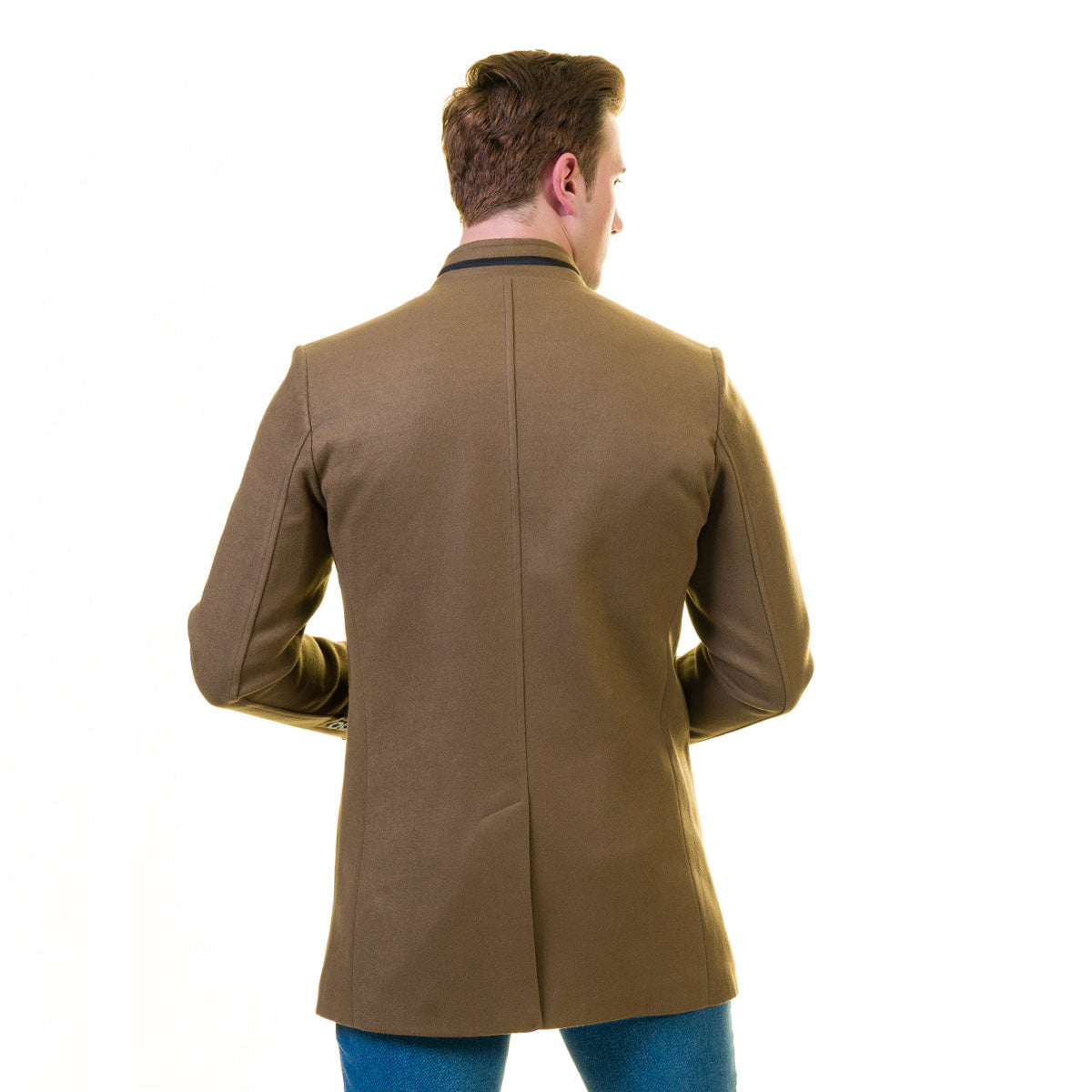 Men's European Brown Wool Coat Jacket Tailor fit Fine Luxury Quality Work and Casual - Image 4