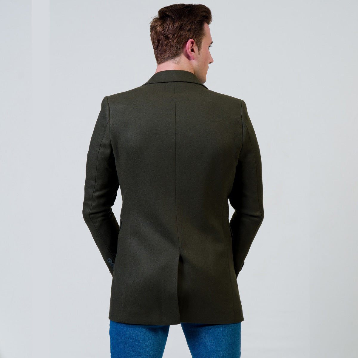 Men's European Green Wool Coat Jacket Tailor fit Fine Luxury Quality Work and Casual - Image 2