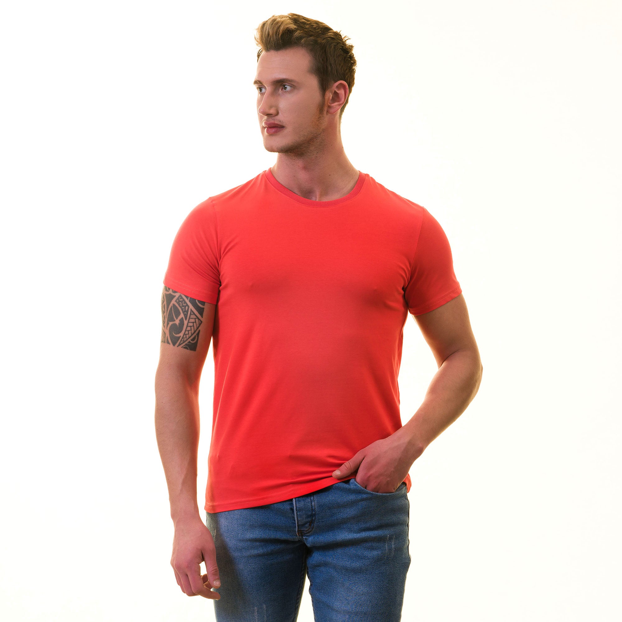 Orange European T-Shirt - Premium Cotton Crew Neck Short Sleeve Men’s T-Shirt