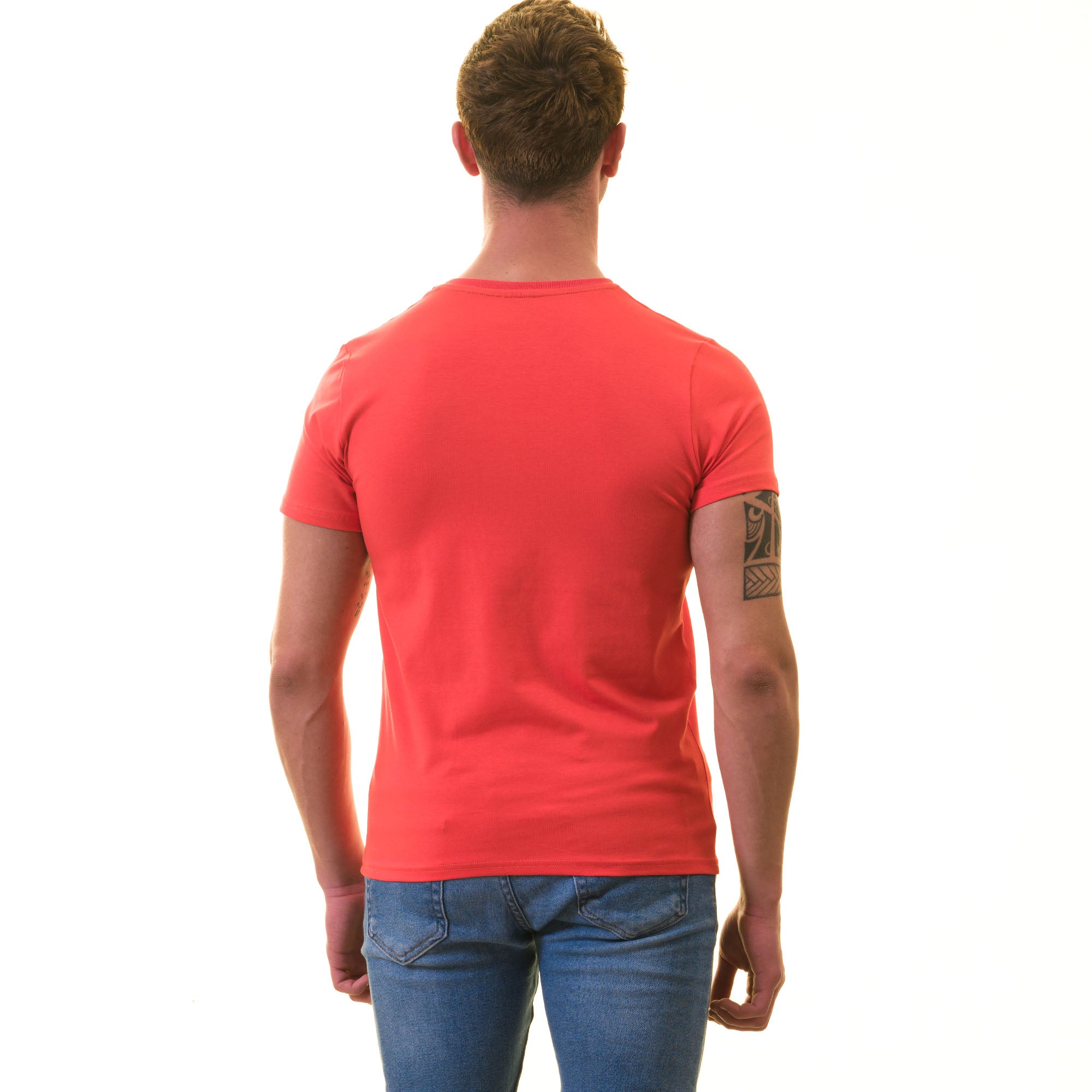 Orange European T-Shirt - Premium Cotton Crew Neck Short Sleeve Men’s T-Shirt - Image 3