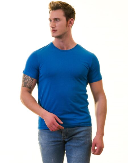 Blue European T-Shirt – Premium Cotton Crew Neck Short Sleeve Men’s T-Shirt