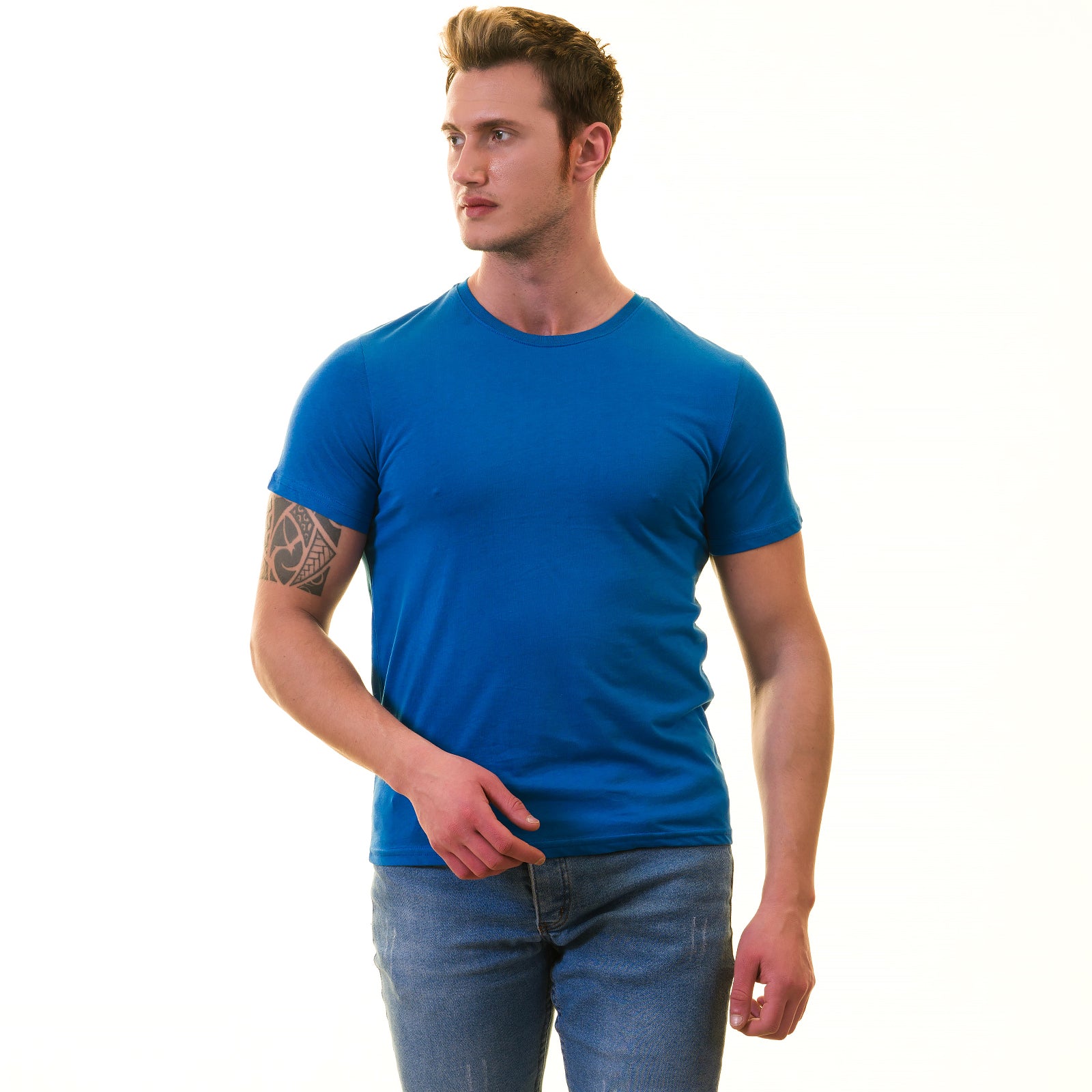 Blue European T-Shirt – Premium Cotton Crew Neck Short Sleeve Men’s T-Shirt