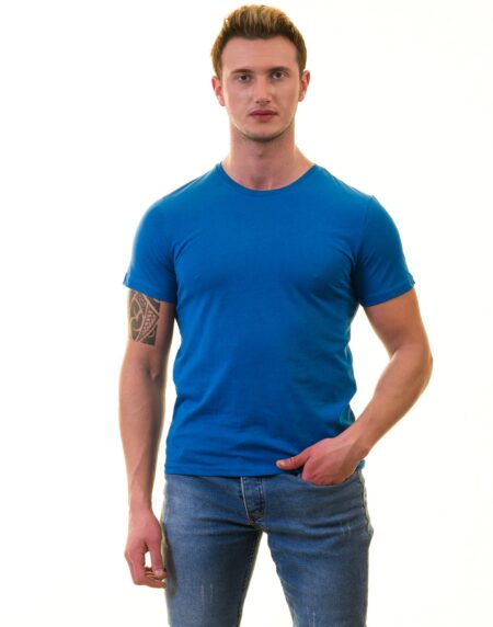 Blue European T-Shirt – Premium Cotton Crew Neck Short Sleeve Men’s T-Shirt