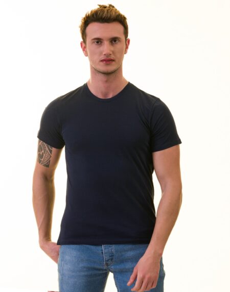Navy Blue European T-Shirt – Premium Cotton Crew Neck Short Sleeve Men’s T-Shirt