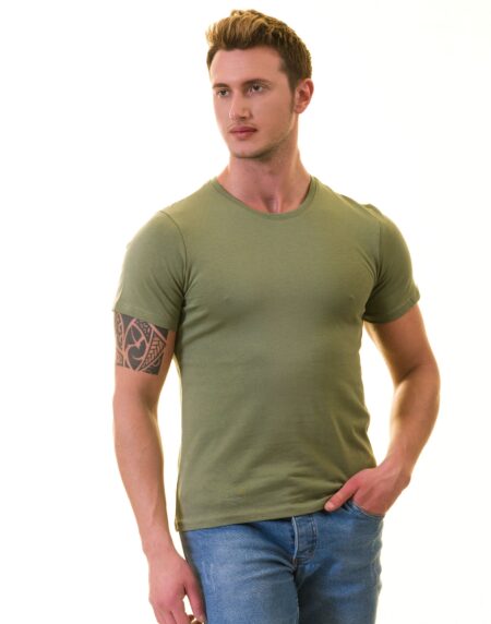 Khaki European T-Shirt – Premium Cotton Crew Neck Short Sleeve T-Shirt for Mens