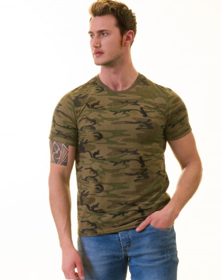 Army Camouflage T-Shirt – Crew Neck Short Sleeve T-Shirt Premium Cotton