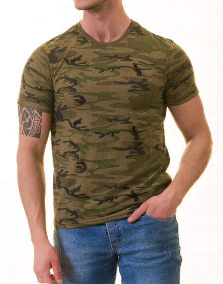 Army Camouflage T-Shirt – Crew Neck Short Sleeve T-Shirt Premium Cotton