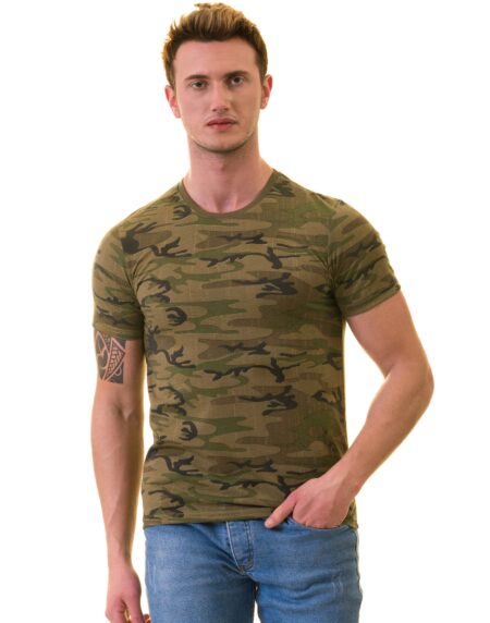 Army Camouflage T-Shirt – Crew Neck Short Sleeve T-Shirt Premium Cotton