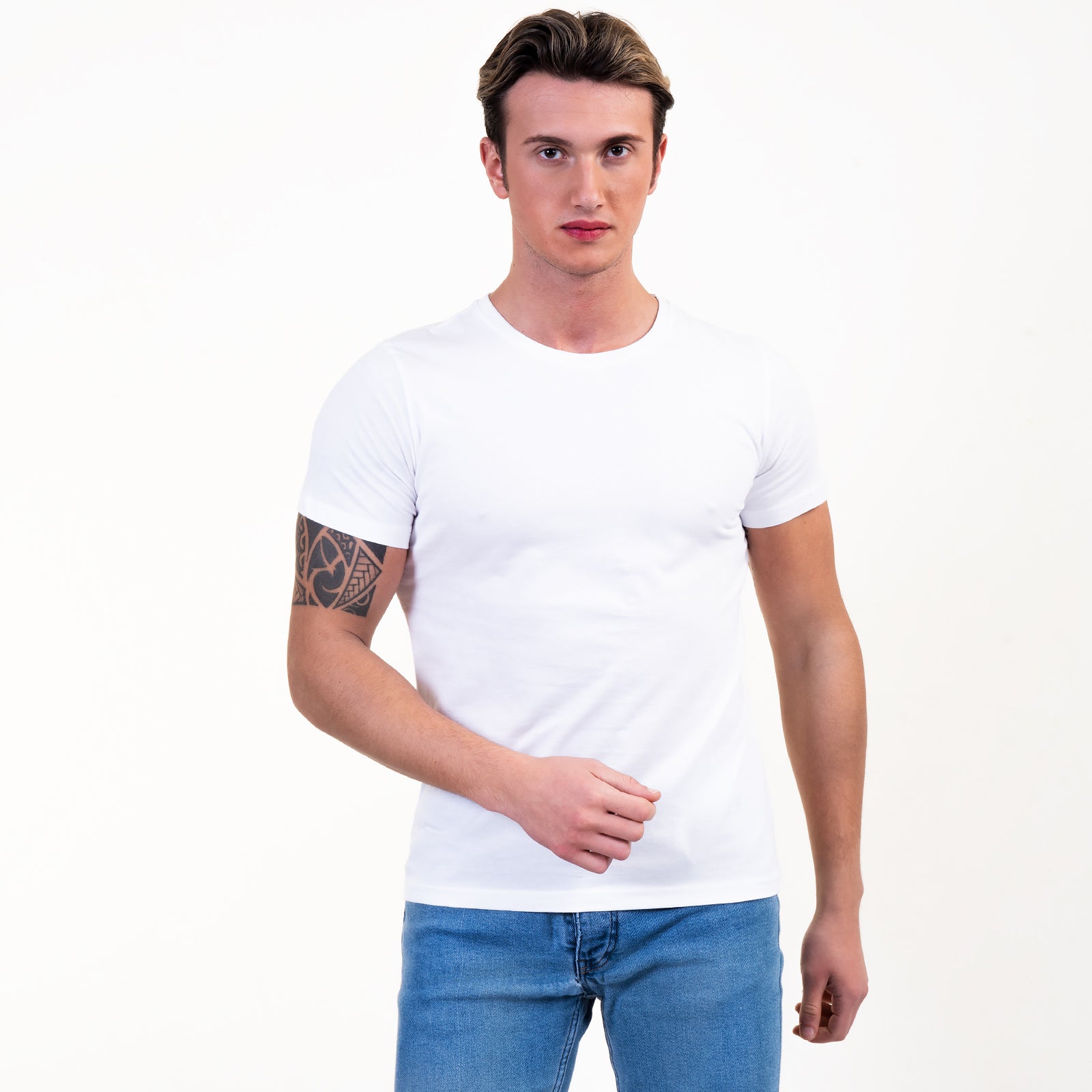 White Crew Neck Short Sleeve T-Shirts - European Made T-Shirt - Premium Cotton - Image 2