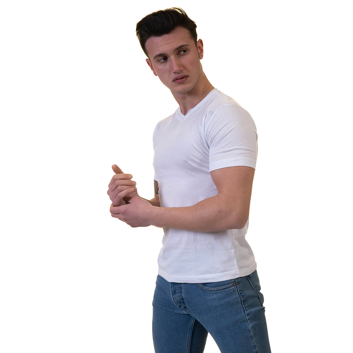 White Crew Neck Short Sleeve T-Shirts - European Made T-Shirt - Premium Cotton - Image 6