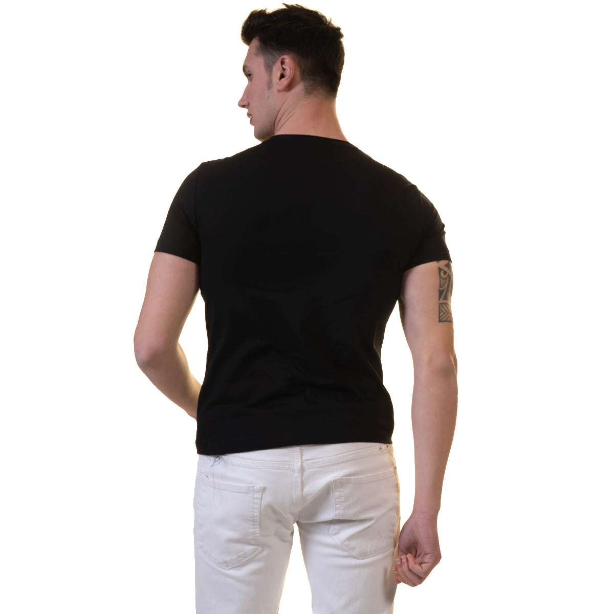 Black European Made Premium Quality T-Shirt - Crew Neck Short Sleeve T-Shirts - Image 2