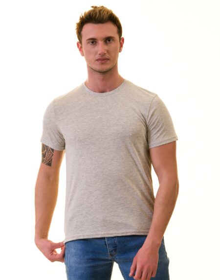Light Gray Melange T-Shirt – Premium Cotton Crew Neck Short Sleeve T-Shirts