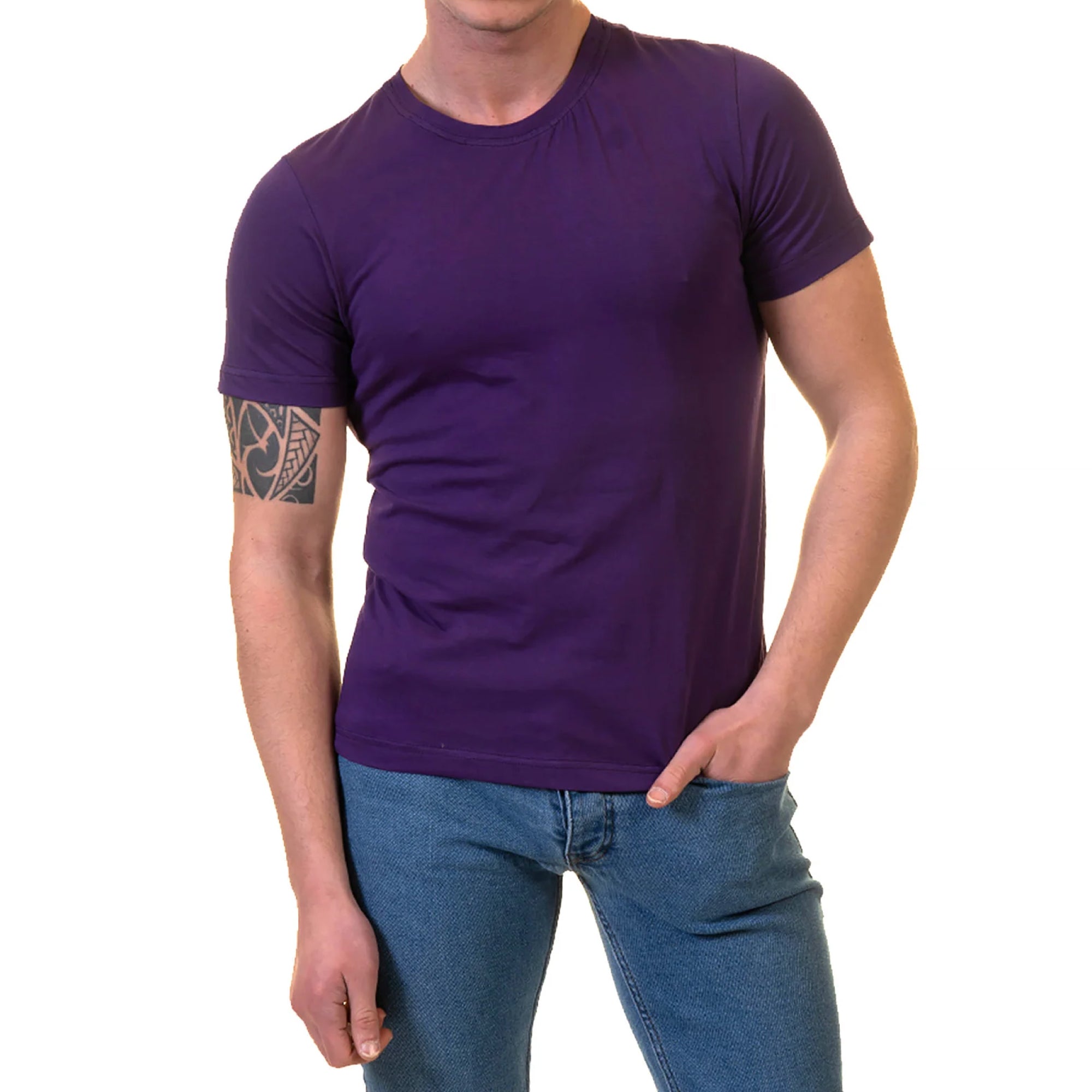 Purple T-Shirt – Premium Cotton Crew Neck Short Sleeve T-Shirts – European Made