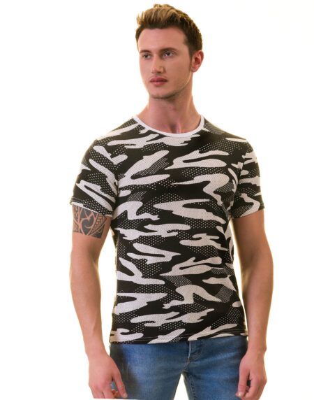 Black Camouflage  European T-Shirt – Crew Neck Short Sleeve T-Shirts for Mens