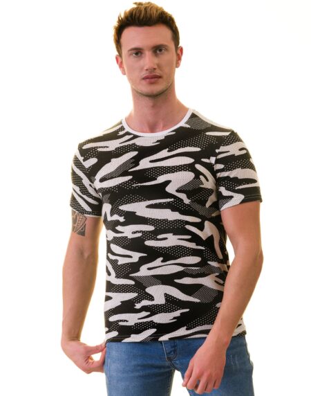 Black Camouflage  European T-Shirt – Crew Neck Short Sleeve T-Shirts for Mens
