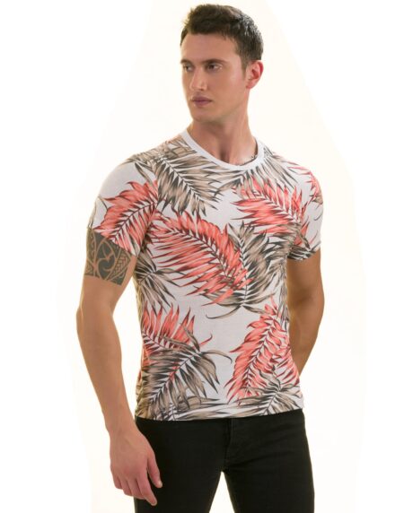 Peach Brown Leaves Premium T-Shirt for Men – European Made Crew Neck