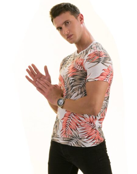 Peach Brown Leaves Premium T-Shirt for Men – European Made Crew Neck