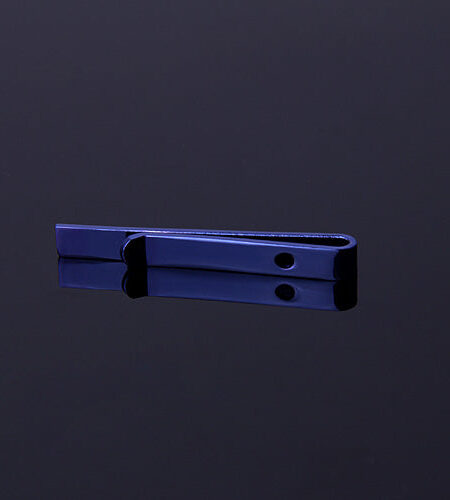 Men's Blue Shiny Metallic Stainless Steel Tie Clips - Amedeo Exclusive