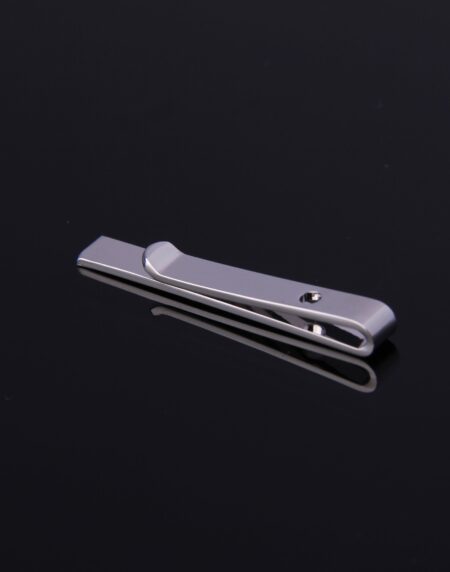 Men's Silver Shiny Metallic Stainless Steel Tie Clips - Amedeo Exclusive