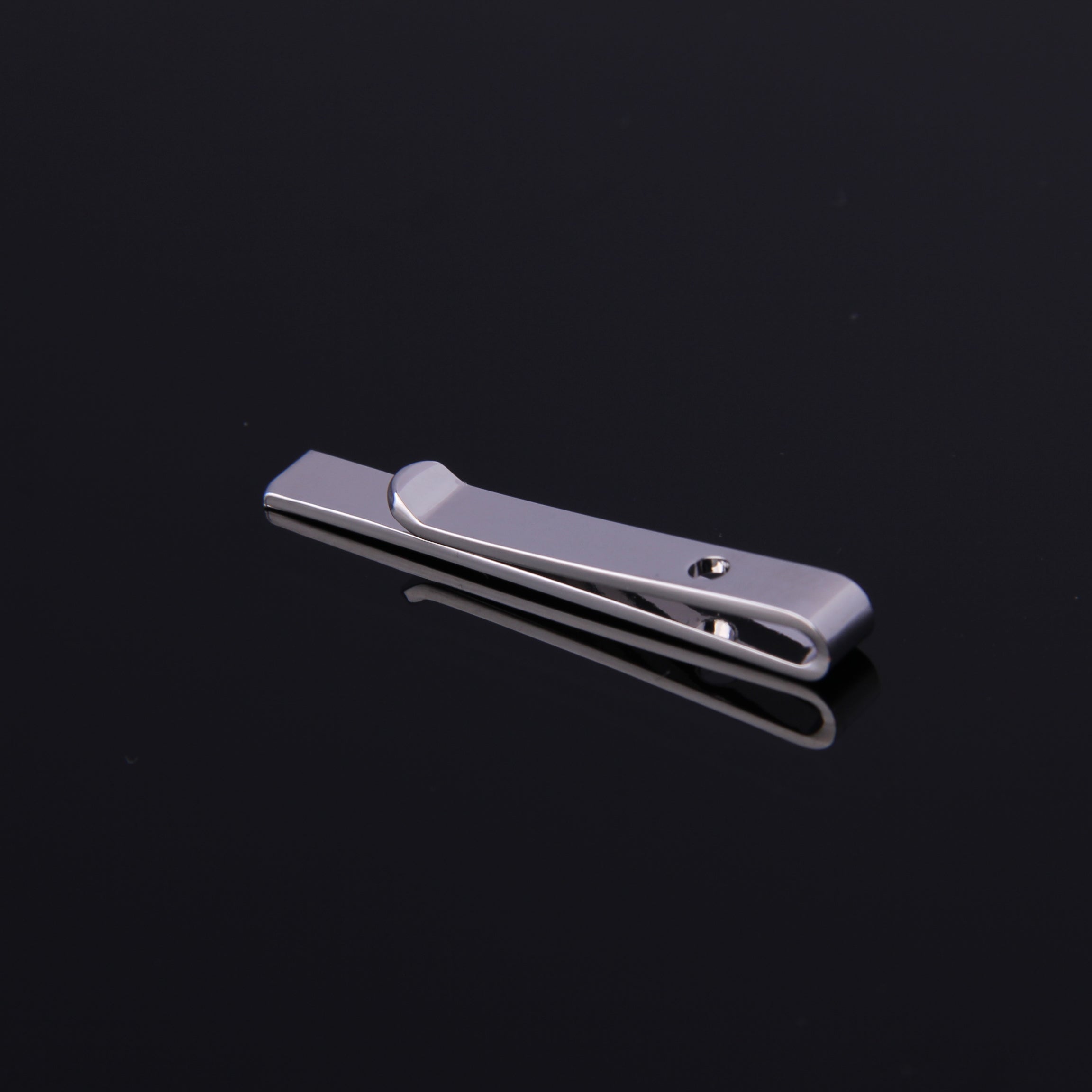Men's Silver Shiny Metallic Stainless Steel Tie Clips - Amedeo Exclusive