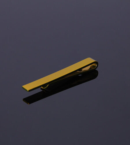 Men's Gold Shiny Metallic Stainless Steel Tie Clips - Amedeo Exclusive