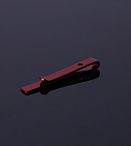 Men's Red Shiny Metallic Stainless Steel Tie Clips - Amedeo Exclusive
