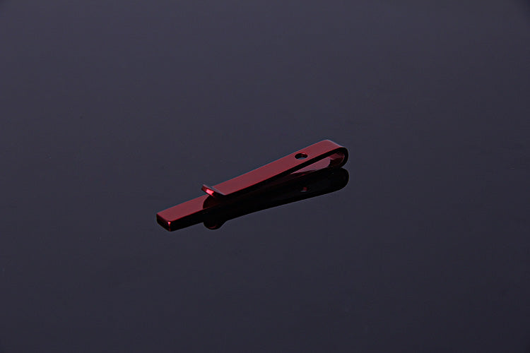 Men's Red Shiny Metallic Stainless Steel Tie Clips - Amedeo Exclusive