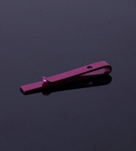 Men's Pink Shiny Metallic Stainless Steel Tie Clips - Amedeo Exclusive
