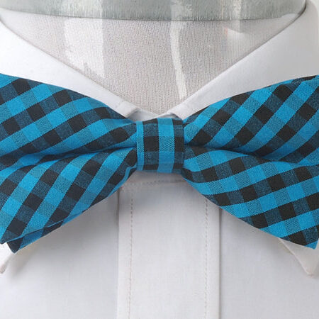 Men's Blue Black Silk Pre-Tied Bow Tie - Amedeo Exclusive
