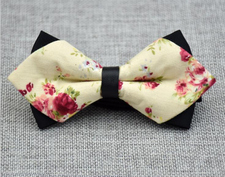 Men's Pure Cotton Yellow Floral Pre-Tied Bow Tie - Amedeo Exclusive