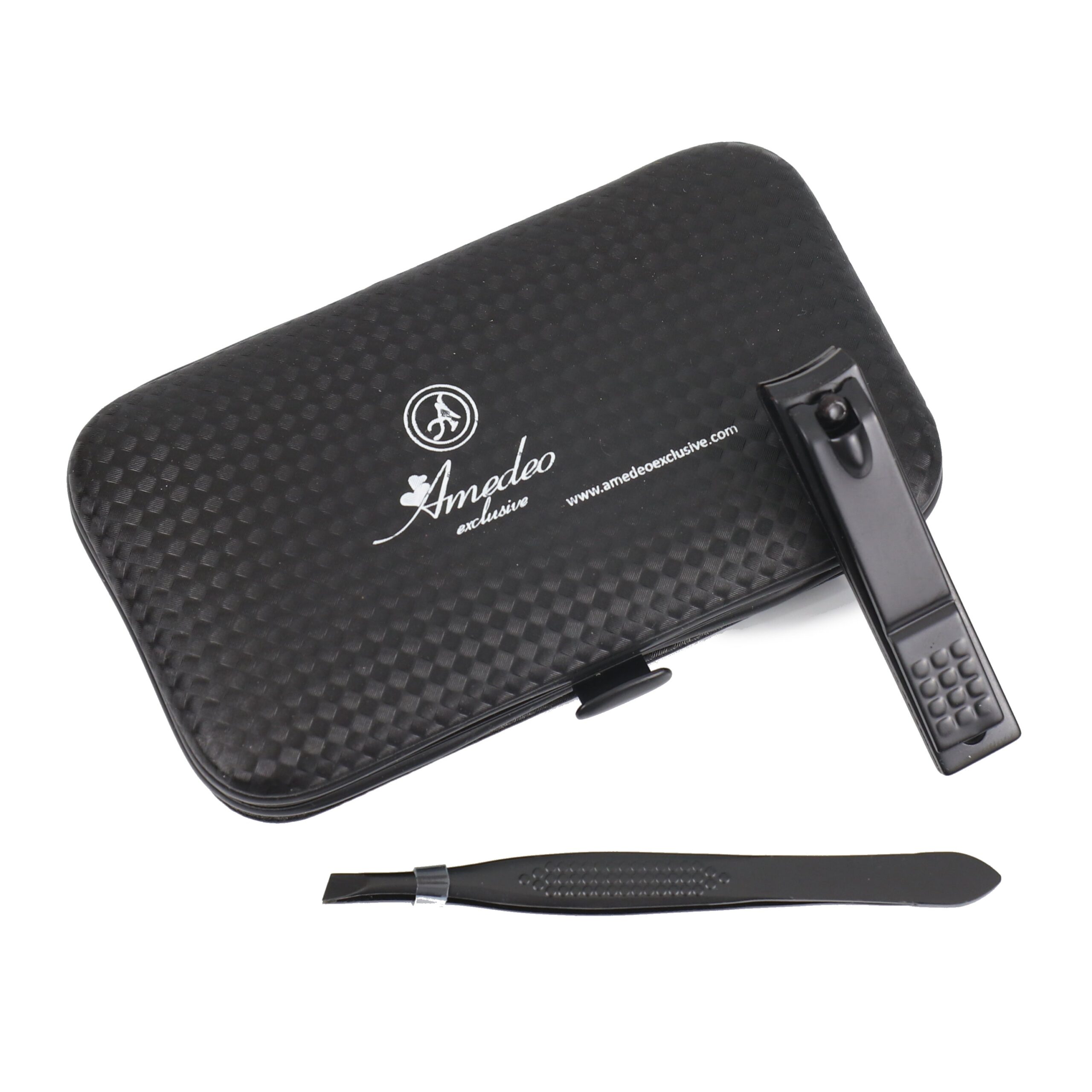 Black Gun Metal Chrome with Black Matte Case with White Leather-7Pieces - Image 2