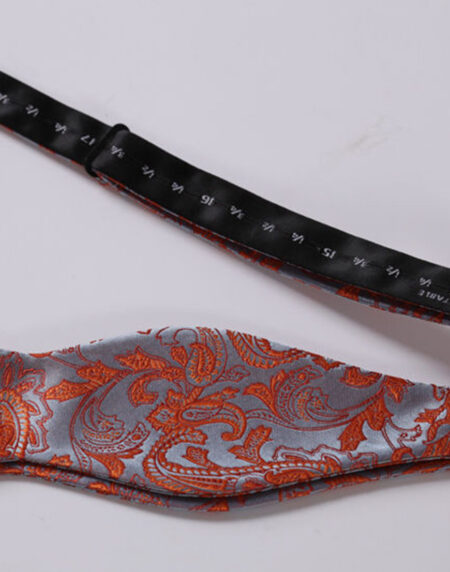 Red Brown Paisley Mens Silk Self tie Bow Tie with Pocket Squares Set - Amedeo Exclusive