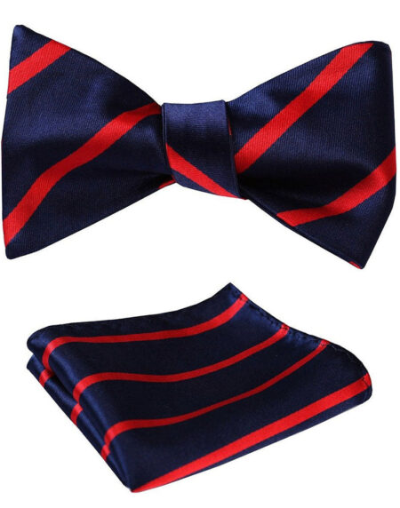 Mens Check Silk Self tie Bow Tie with Pocket Squares Set - Amedeo Exclusive