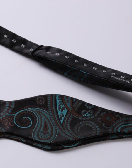 Black Mens Silk Self tie Bow Tie with Pocket Squares Set - Amedeo Exclusive