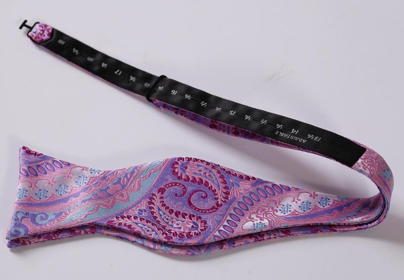 Purple Mens Silk Self tie Bow Tie with Pocket Squares Set - Amedeo Exclusive