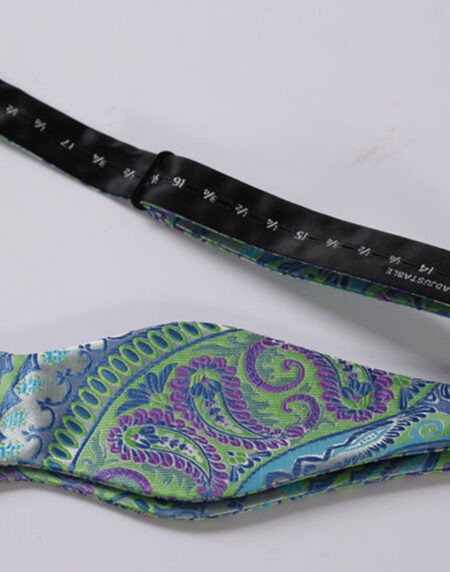 Green Light Mens Silk Self tie Bow Tie with Pocket Squares Set - Amedeo Exclusive