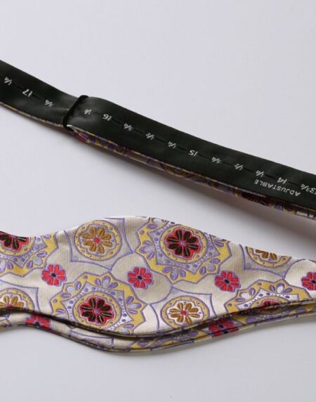 Red Gold & Yellow Floral Mens Silk Self tie Bow Tie with Pocket Squares Set - Amedeo Exclusive