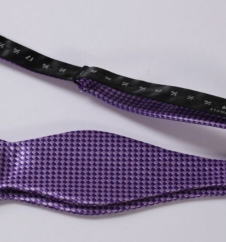 Metallic Purple Mens Silk Self tie Bow Tie with Pocket Squares Set - Amedeo Exclusive