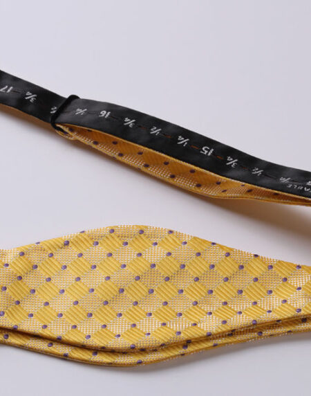 Men's Silk Solid Yellow Self Bow Tie & Pocket Square Handkerchief - Amedeo Exclusive