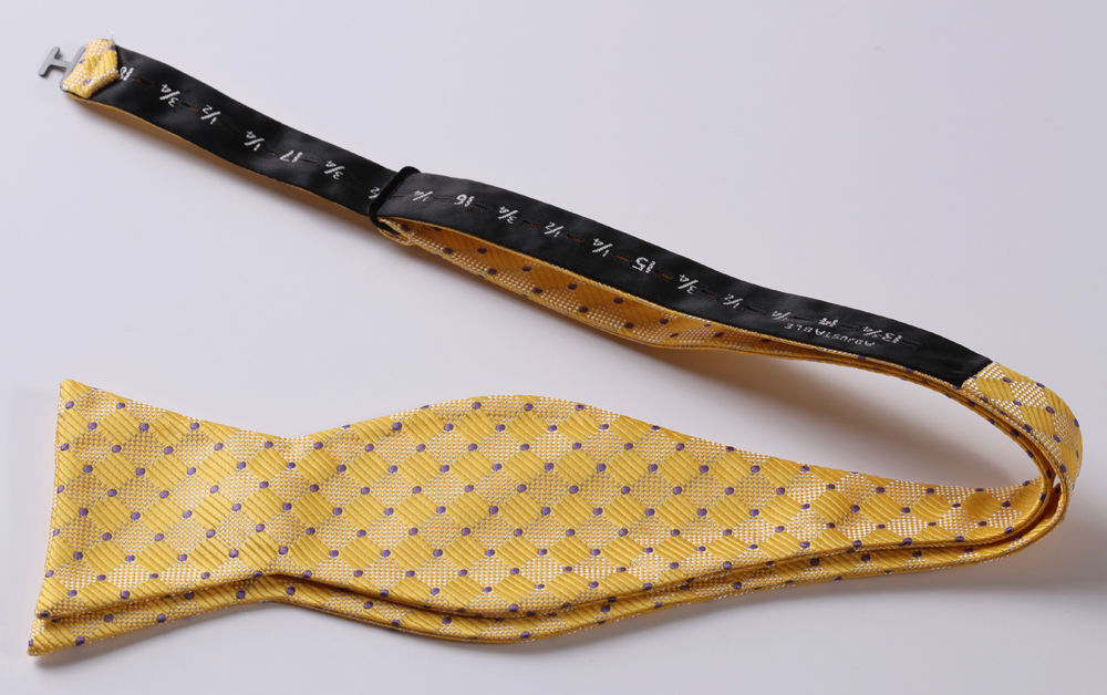 Men's Silk Solid Yellow Self Bow Tie & Pocket Square Handkerchief - Amedeo Exclusive