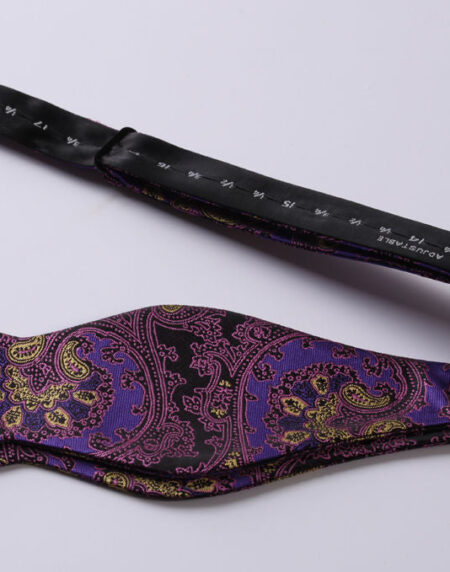 Purple & Yellow Mens Silk Self tie Bow Tie with Pocket Squares Set - Amedeo Exclusive